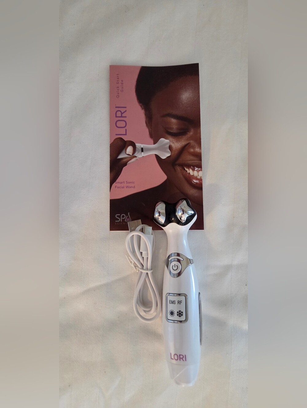Lori By SPA SCIENCES Facial EMS RF Wand in White & Silver
